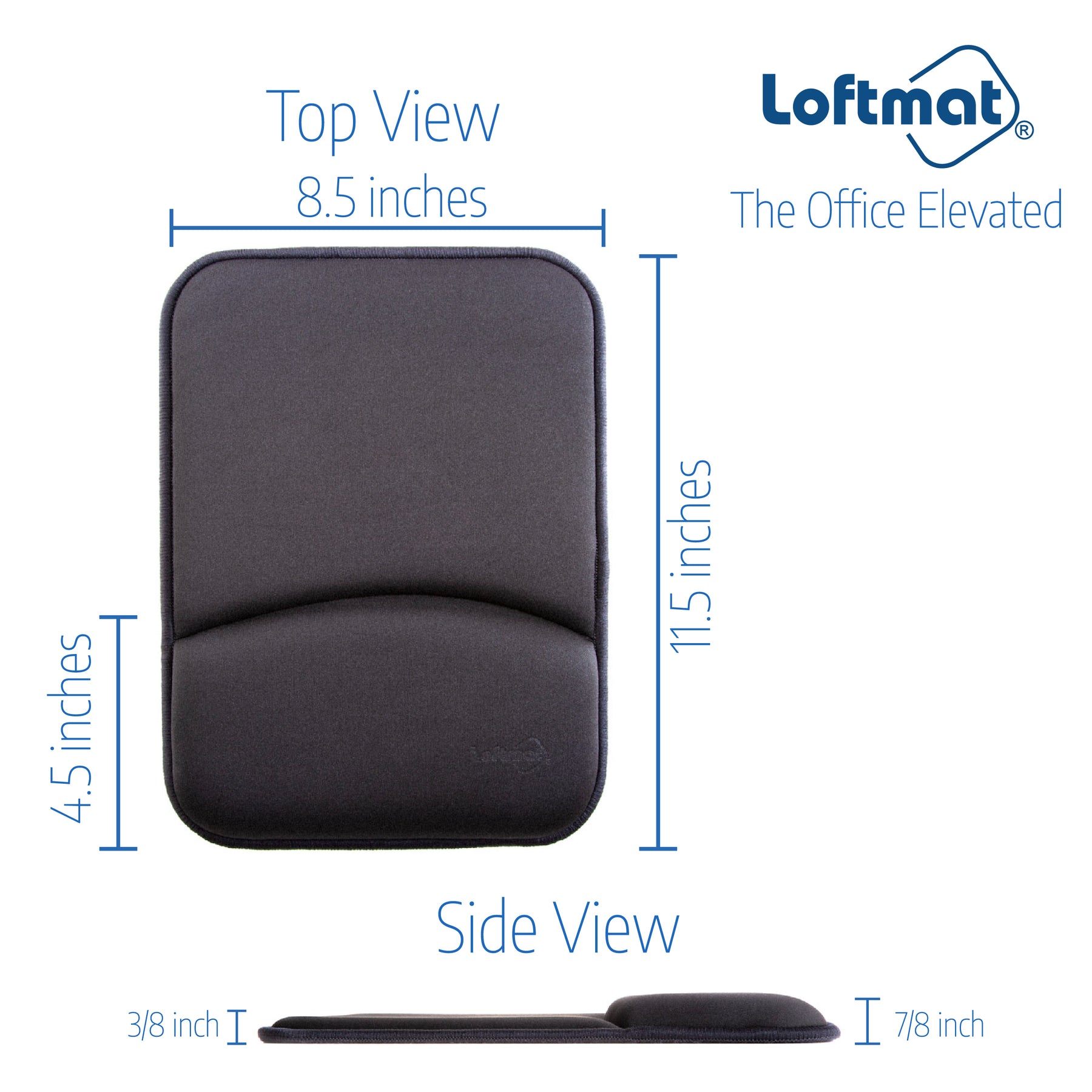 LOFTMAT (8.5x11.5 inch) Cushioned Mouse Pad with Wrist Rest - "The Office Elevated" - Black color